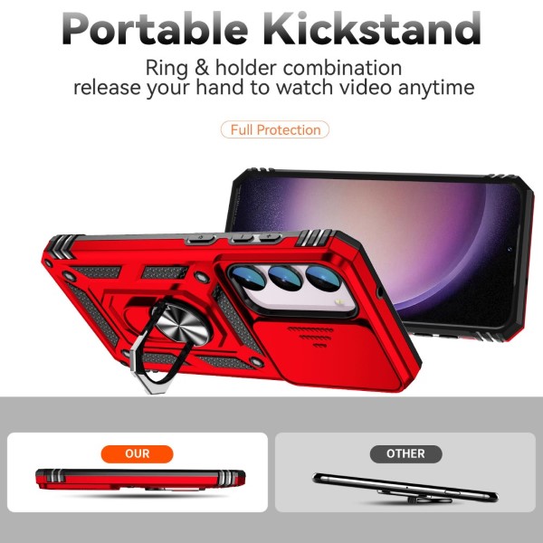 Kryt na Samsung Galaxy S23 FE odolný s krytom na fotoaparát červený