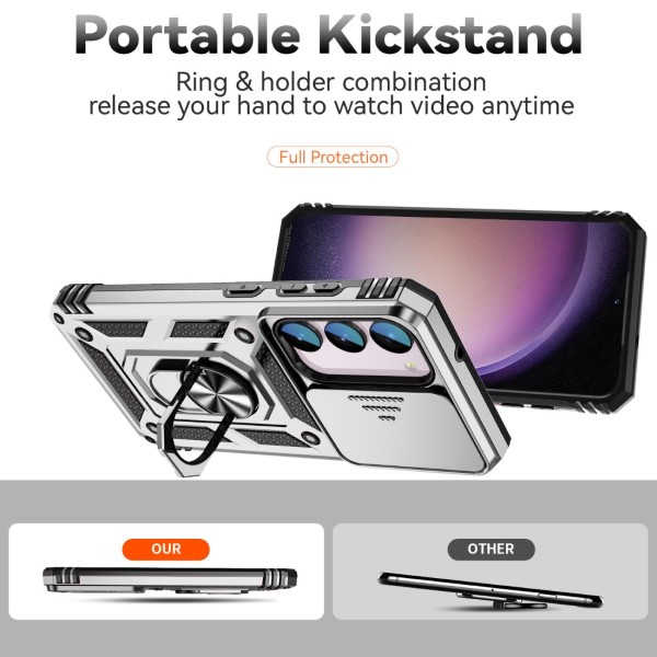 Kryt na Samsung Galaxy S23 FE odolný s krytom na fotoaparát strieborný