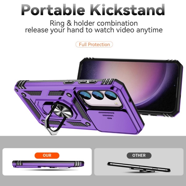 Kryt na Samsung Galaxy S23 FE odolný s krytom na fotoaparát fialový