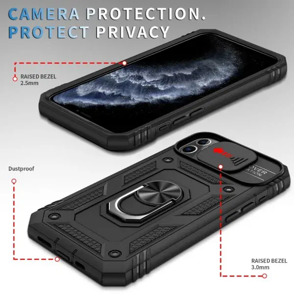 Kryt na iPhone 11 Pro Max odolný s krytkou na fotoaparát čierny