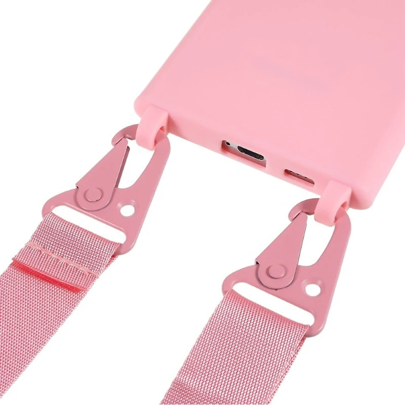 Kryt na Samsung Galaxy S22 Ultra gumový so šnúrkou na krk ružový