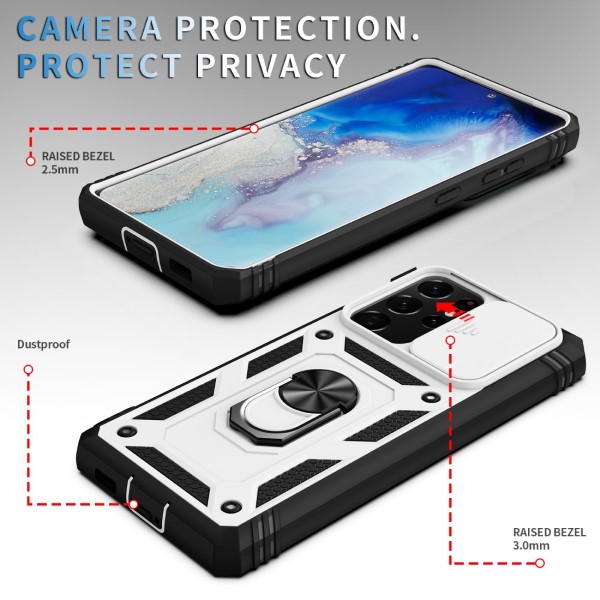 Kryt na Samsung Galaxy S21 Ultra odolný s krytom na fotoaparát biely