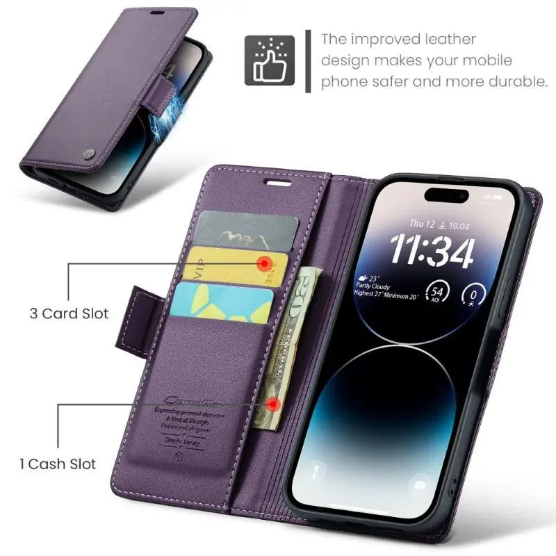 Púzdro na iPhone 15 Pro Max CASEME Smooth fialové