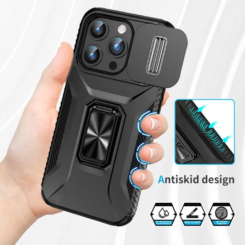 Kryt na iPhone 15 Pro Max odolný s krytkou na fotoaparát čierny