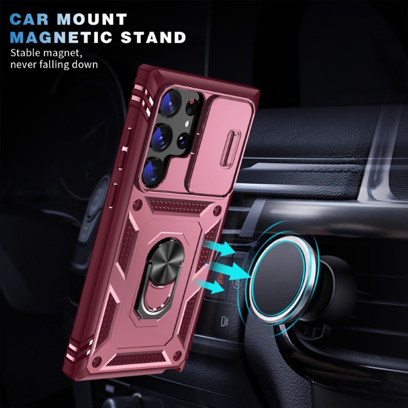 Kryt na Samsung Galaxy S24 Ultra odolný s krytom na fotoaparát vínový