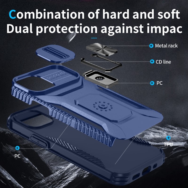 Kryt na iPhone 12 Mini odolný s krytom na fotoaparát tmavomodrý