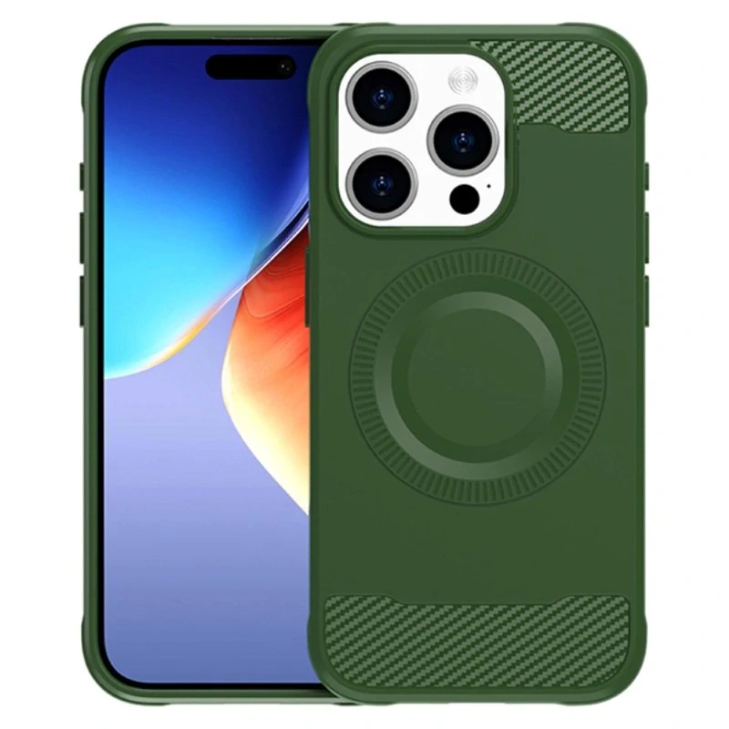 Kryt na iPhone 15 Pro gumový (podpora MagSafe) zelený