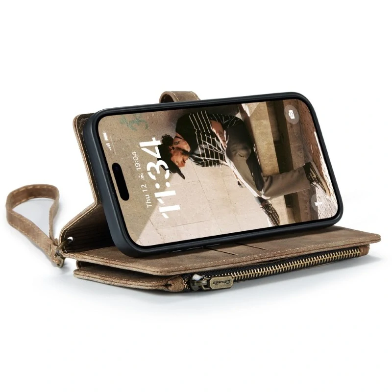 Púzdro pre iPhone 16 CASEME Luxury Double Layer hnedé