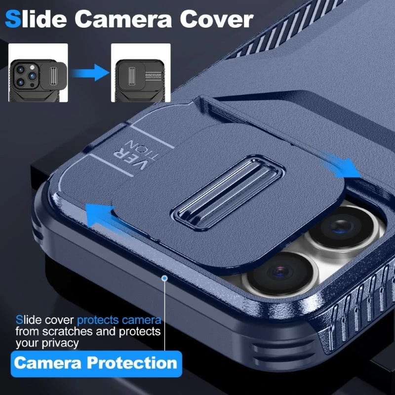 Kryt na iPhone 16 Pro Max s krytkou na fotoaparát tmavomodrý