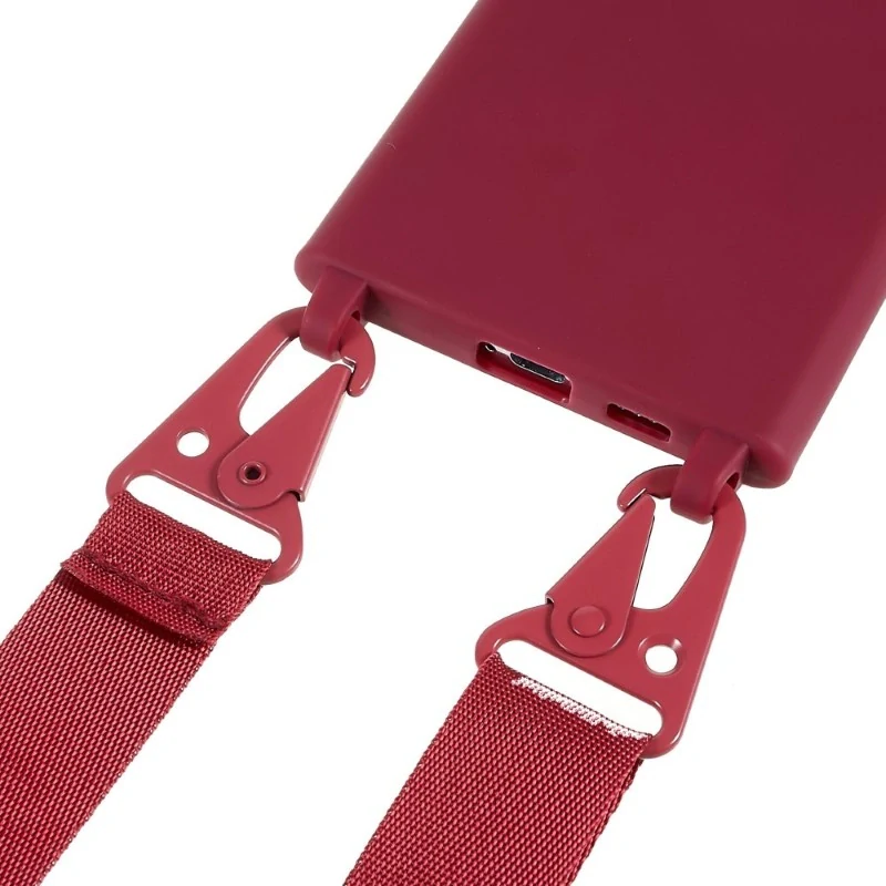 Kryt na Samsung Galaxy S22 Ultra gumový so šnúrkou na krk vínový