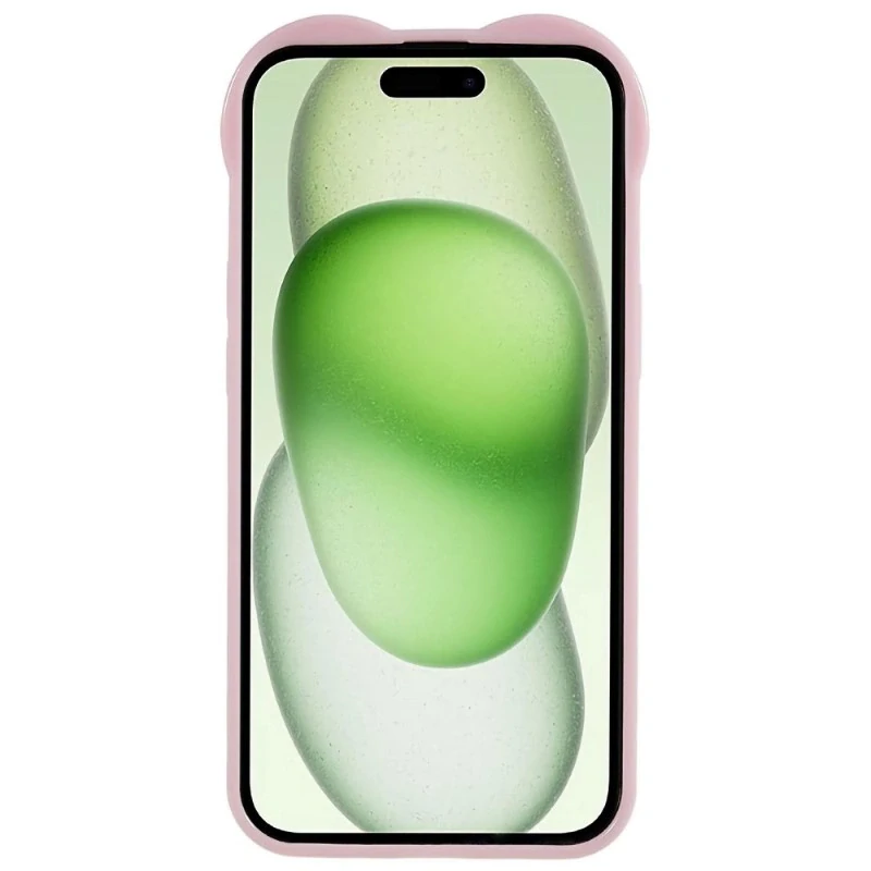 Kryt na iPhone 15 gumový Srdce svetlo ružový