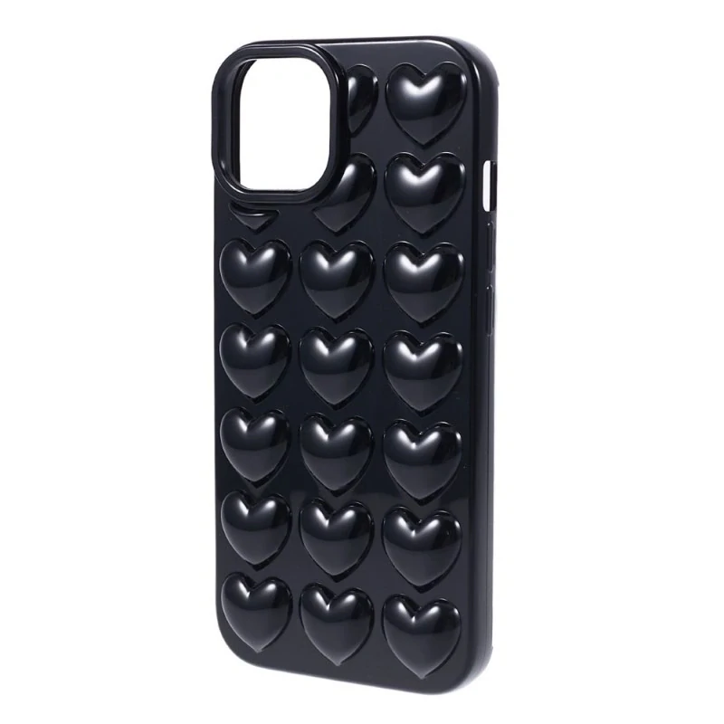 Kryt na iPhone 15 Srdiečka čierny