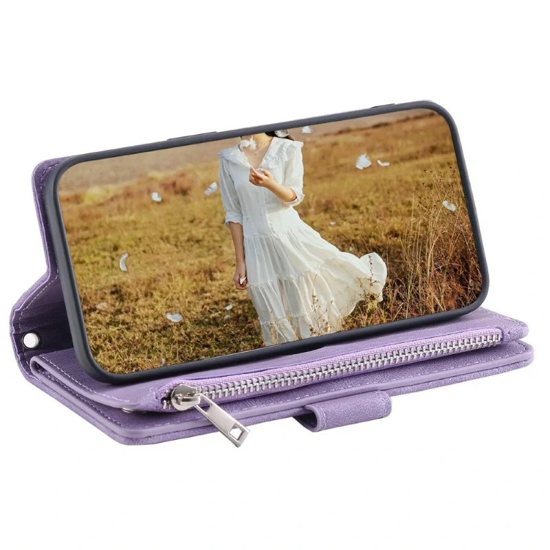 Puzdro pre iPhone 15 Pro Luxury Double Layer fialové