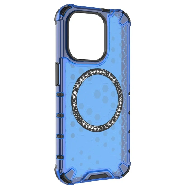 Kryt na iPhone 15 Pre odolný Honeycomb s podporou Magsafe modrý