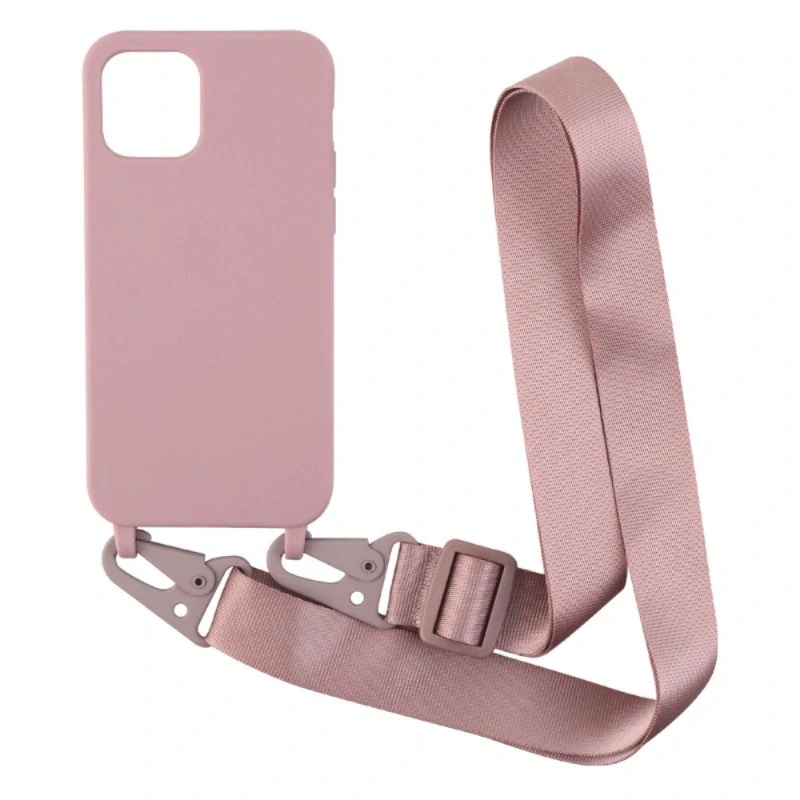 Kryt na iPhone 12 Mini gumený so šnúrkou na krk staroružový