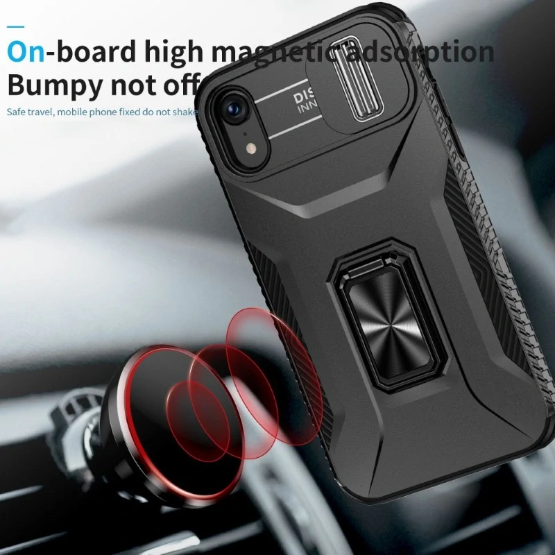 Kryt na iPhone Xr odolný s krytom na fotoaparát čierny