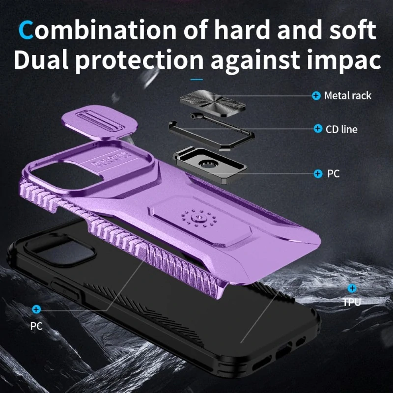 Kryt na iPhone 11 Pro odolný s krytkou na fotoaparát fialový