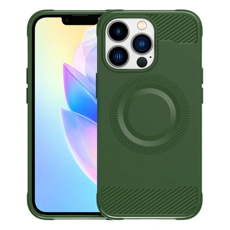 Kryt na iPhone 13 Pro gumový (podpora MagSafe) zelený