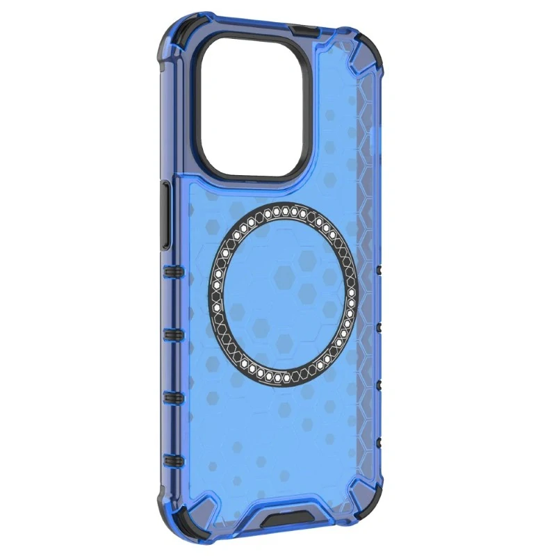 Kryt na iPhone 13 Pro Max odolný Honeycomb s podporou Magsafe modrý