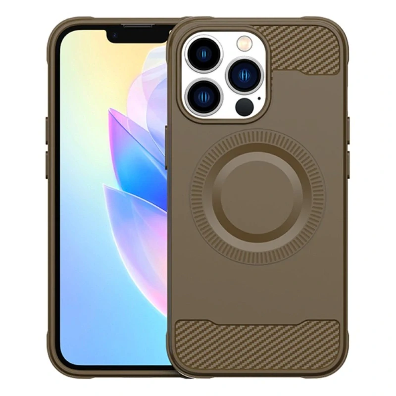 Kryt na iPhone 13 Pro Max gumový (podpora MagSafe) hnedý