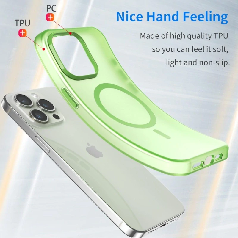 Kryt na iPhone 15 Pro Max gumový Candy (podpora MagSafe) zelený