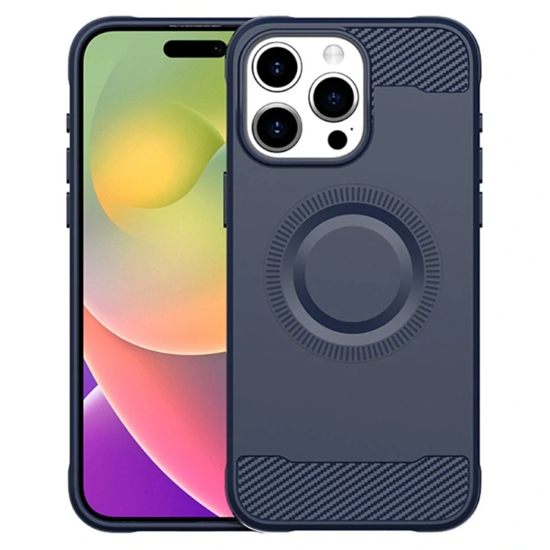Kryt na iPhone 15 Pro Max gumový (podpora MagSafe) modrý