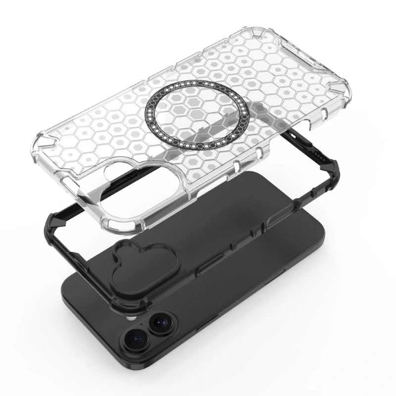 Kryt na iPhone 16 odolný Honeycomb s podporou MagSafe modrý