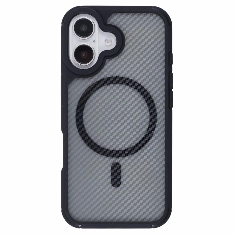 Kryt na iPhone 16 odolný Carbon s podporou MagSafe čierny