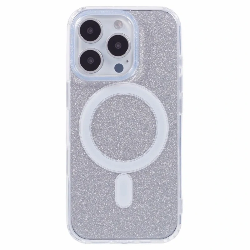 Kryt na iPhone 16 Pro Glitter s podporou MagSafe strieborný