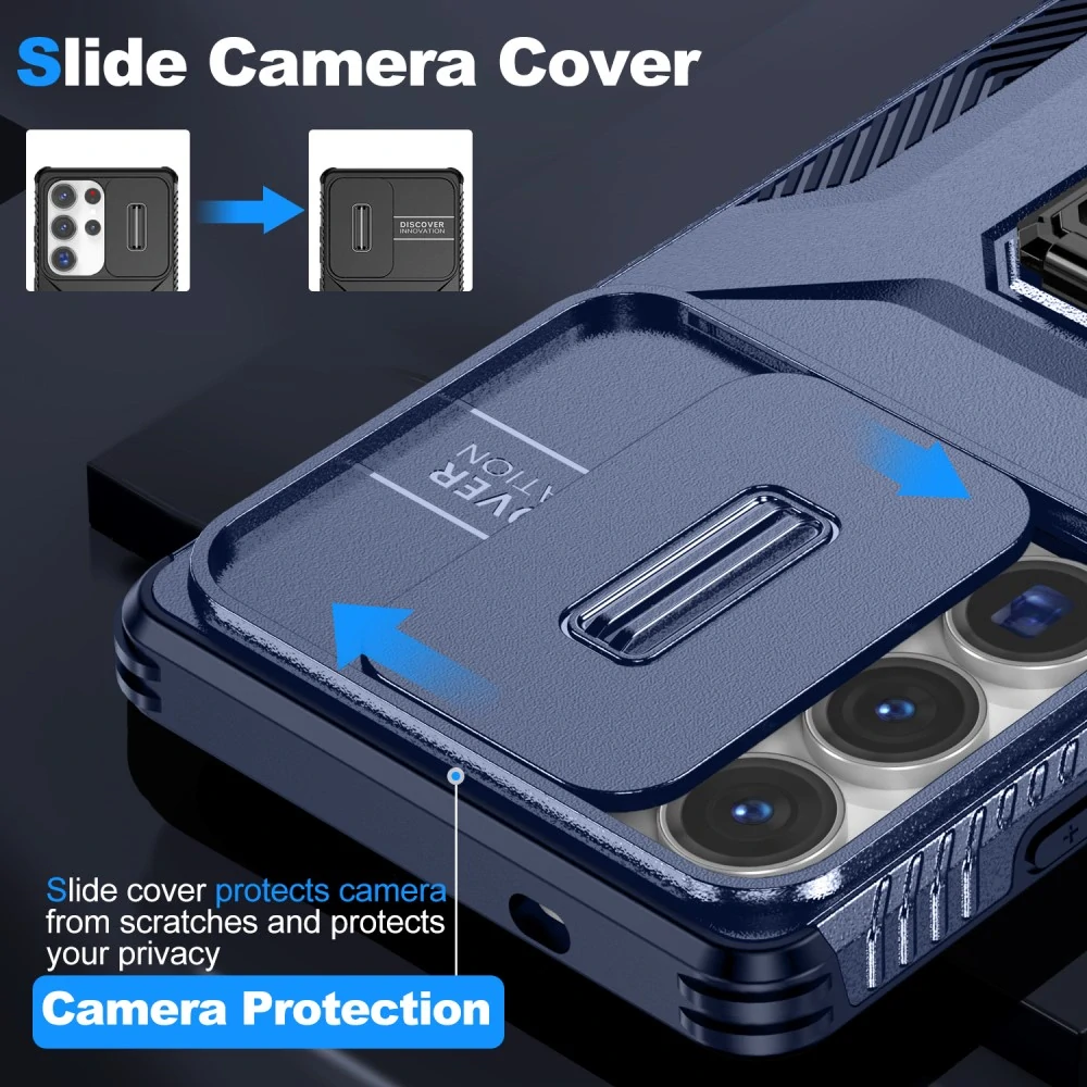 Kryt na Samsung Galaxy S25 Ultra odolný s krytkou na fotoaparát tmavě modrý