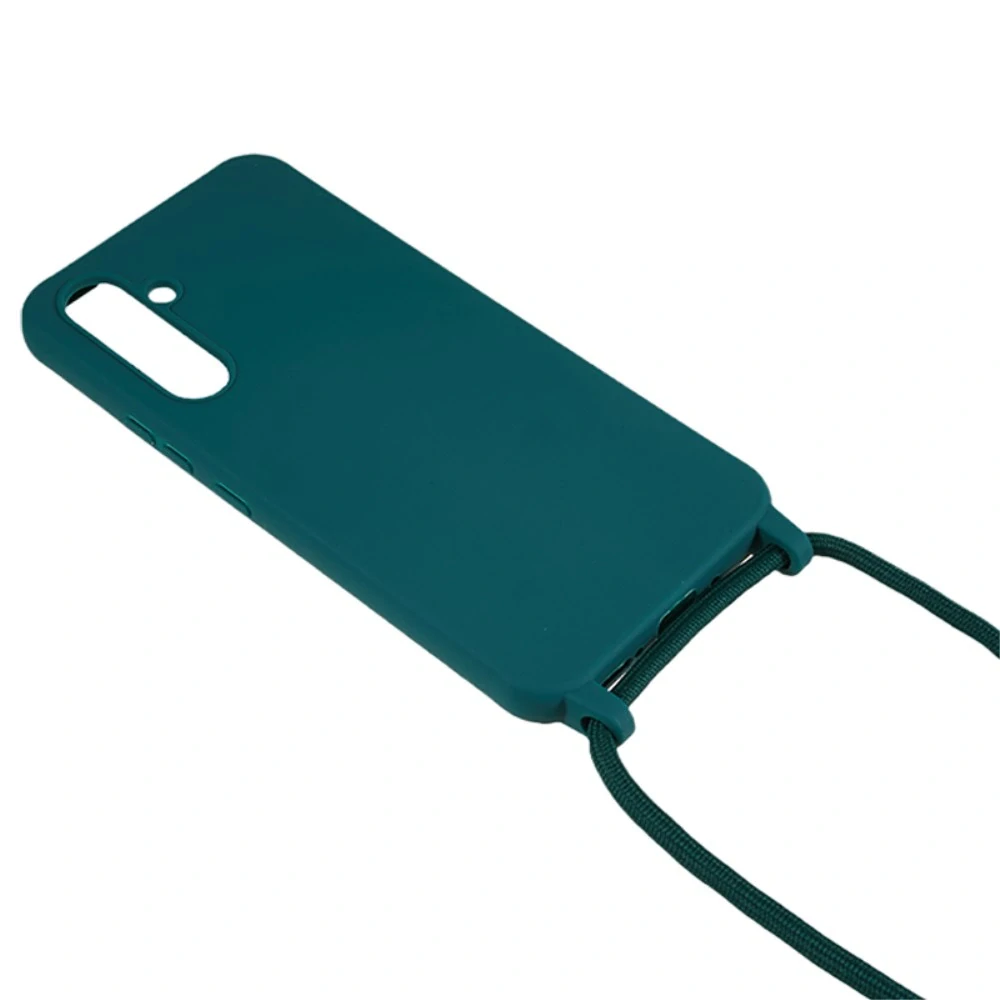 Kryt na Samsung Galaxy S25 gumový so šnúrkou na krk zelený
