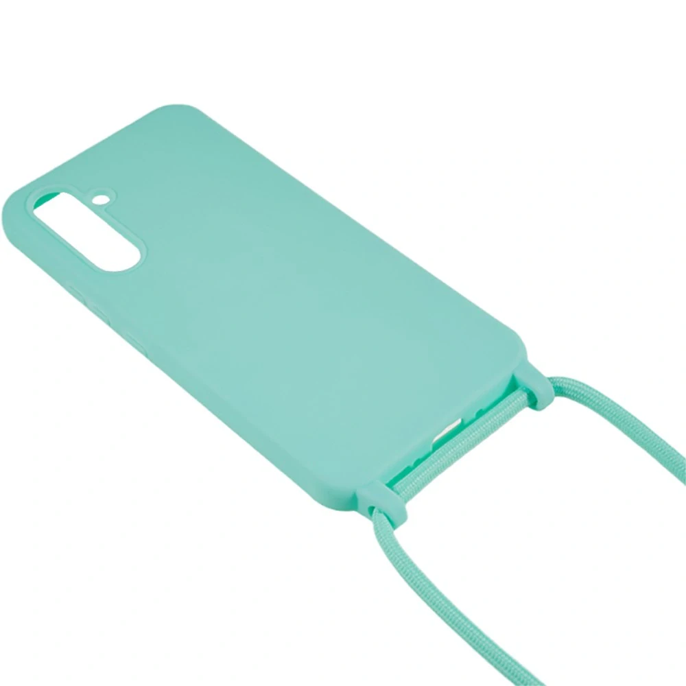 Kryt na Samsung Galaxy S25 gumový so šnúrkou na krk svetlomodrý