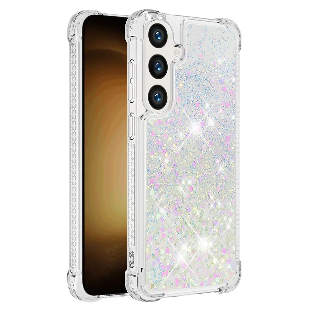 Kryt na Samsung Galaxy S24 FE Srdiečko trblietavý strieborný