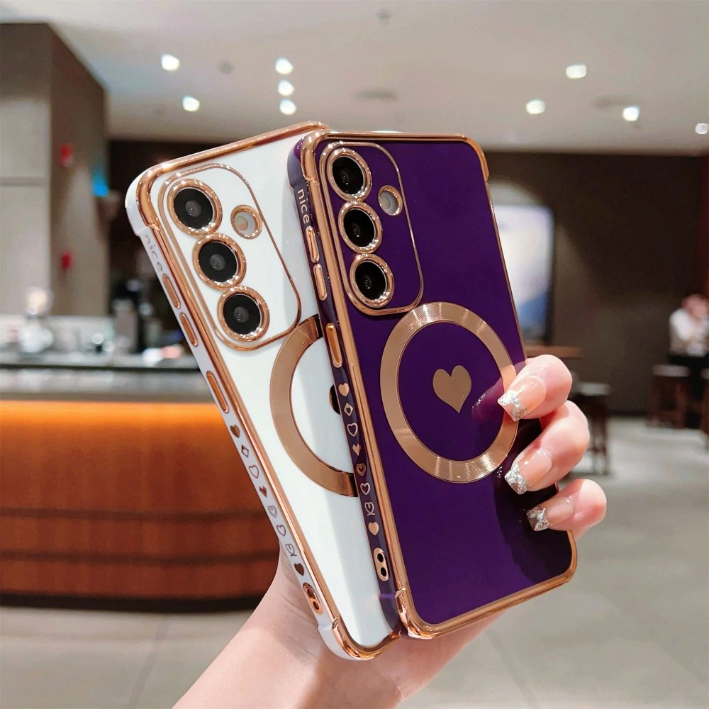 Kryt na Samsung Galaxy S25+ Srdiečko s podporou MagSafe fialový