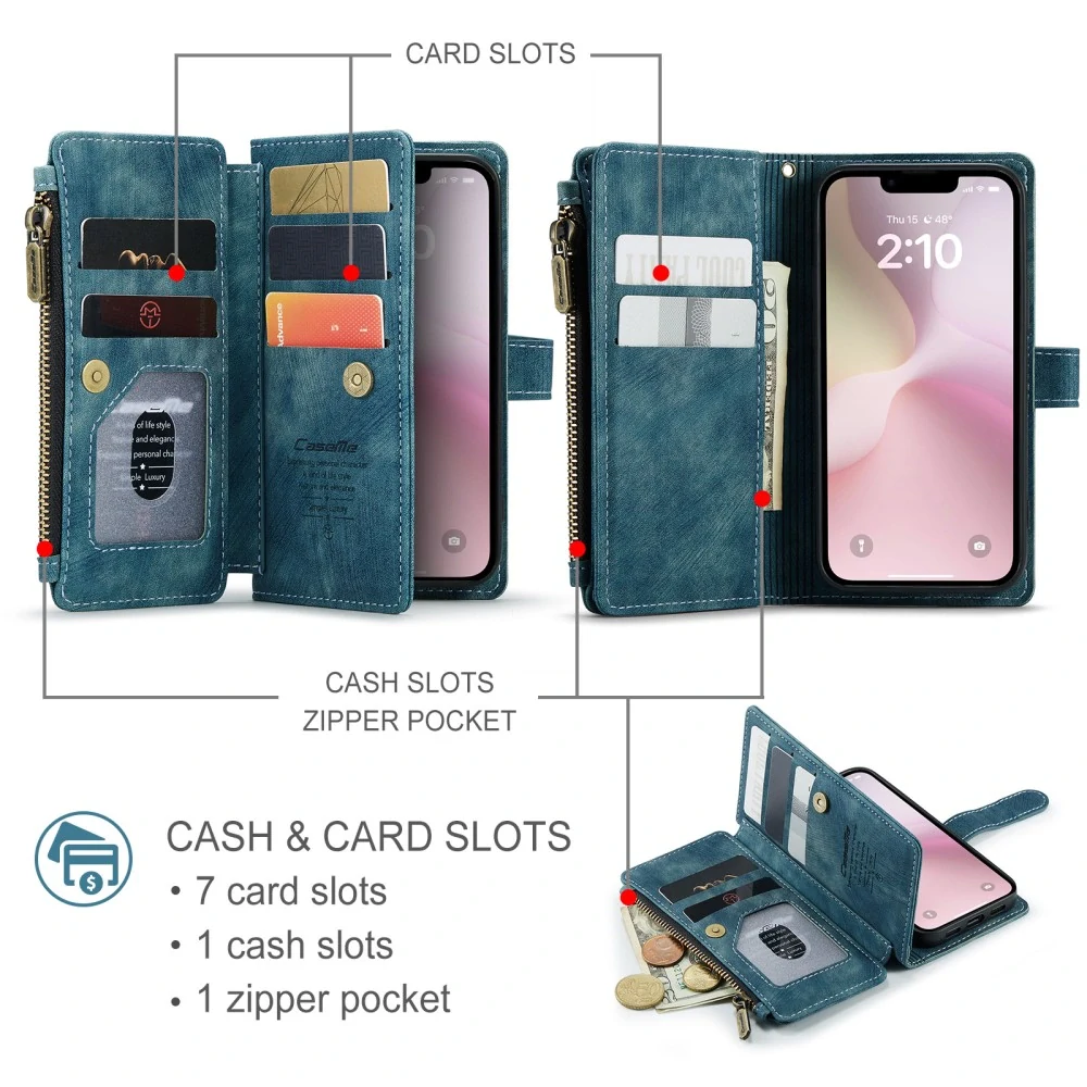 Puzdro pre iPhone 16E CASEME Luxury Double Layer modré