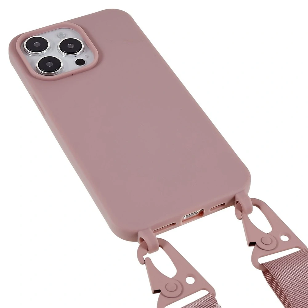 Kryt na iPhone 14 Pro Wide gumový so šnúrkou na krk staroružový