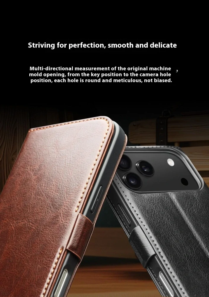 Puzdro QIALINO na iPhone 17 Pro Kožené hnedé