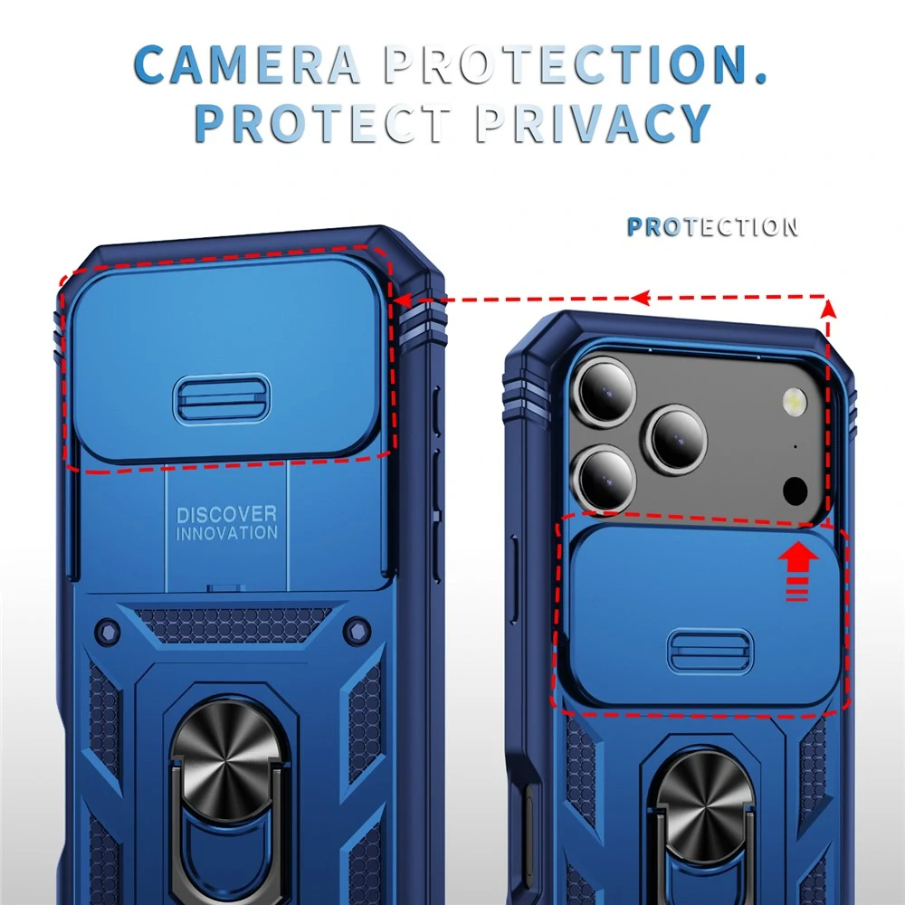 Kryt na iPhone 17 Pro odolný s krytkou na fotoaparát tmavomodrý