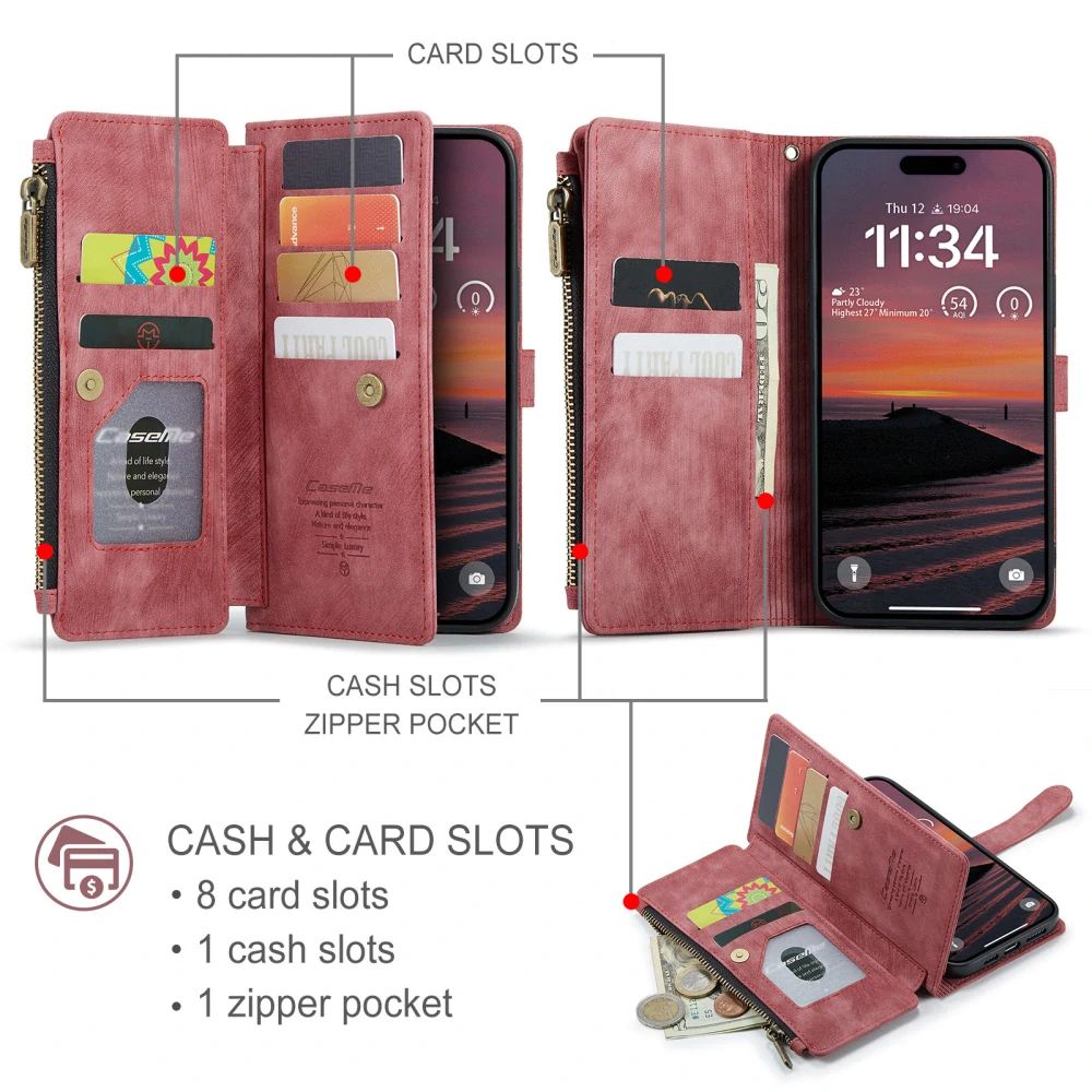 Puzdro pre iPhone 17 Pro CASEME Luxury Double Layer červené