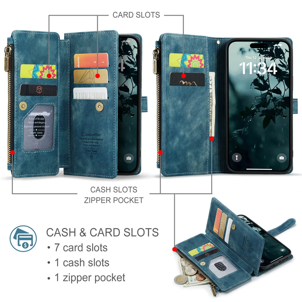 Puzdro pre iPhone 17 CASEME Luxury Double Layer modré