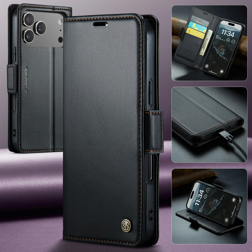 Puzdro na iPhone 17 Pro Max CASEME Smooth čierne