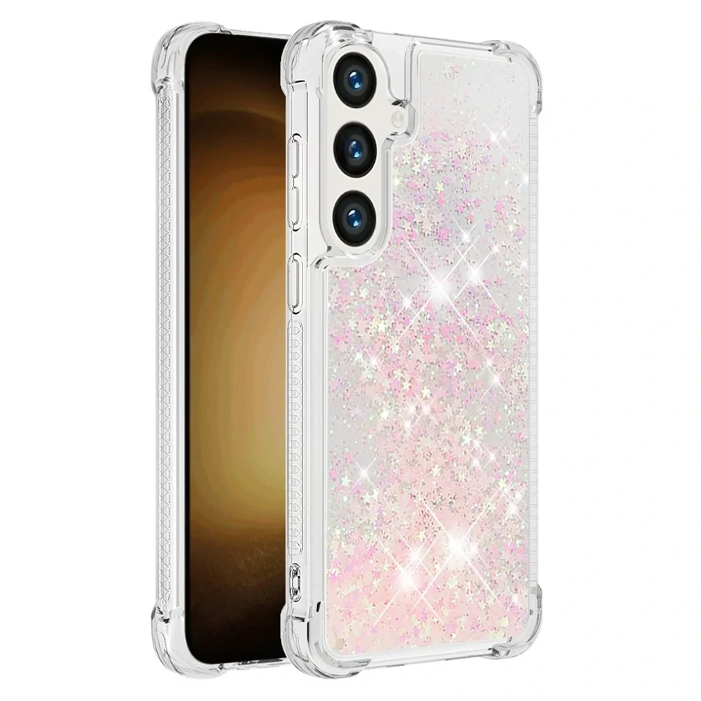 Kryt na Samsung Galaxy S24 FE hviezdičky trblietavý ružový