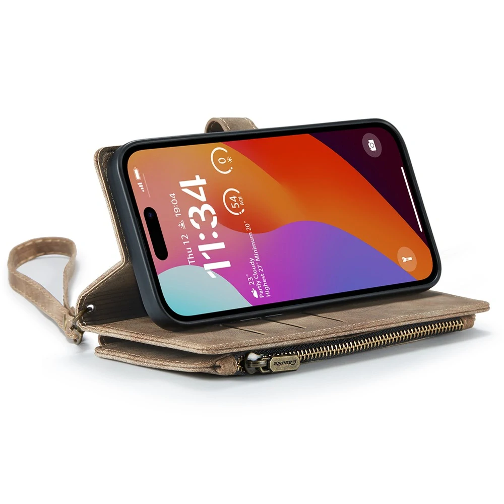 Puzdro pre iPhone 16 Pro Max CASEME Luxury Double Layer hnedé