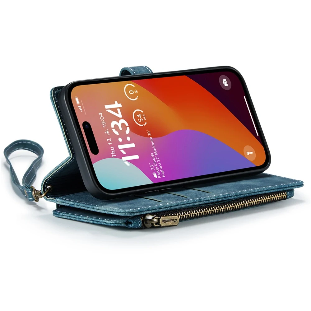 Puzdro pre iPhone 16 Pro Max CASEME Luxury Double Layer modré