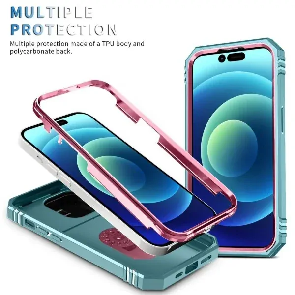 Kryt na iPhone 14 Pro odolný s krytkou na fotoaparát svetlo ružový