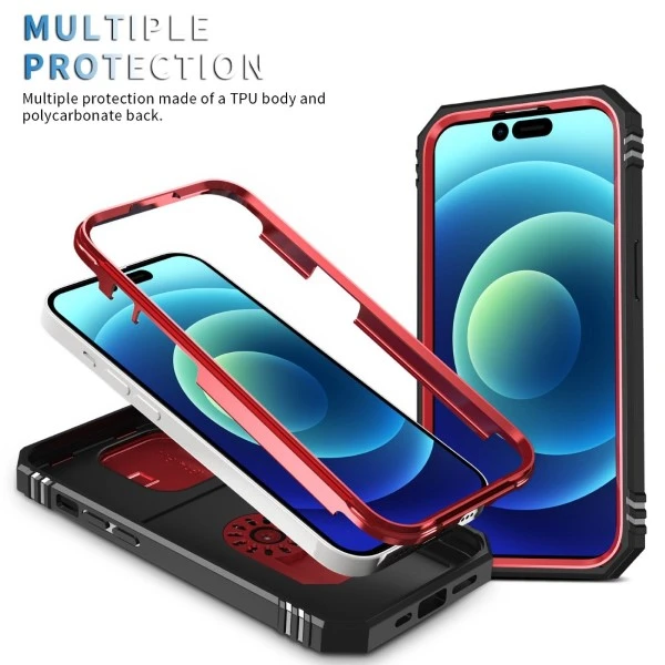 Kryt na iPhone 14 Pro odolný s krytom na fotoaparát červený