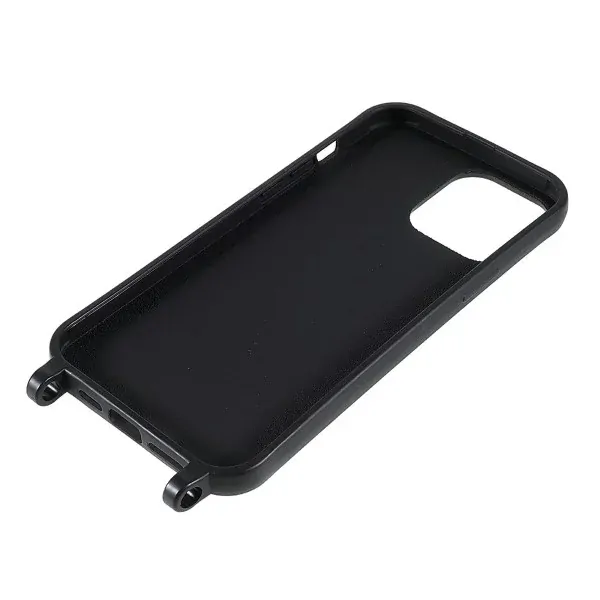 Kryt na iPhone 13 Pro Wide gumový so šnúrkou na krk čierny