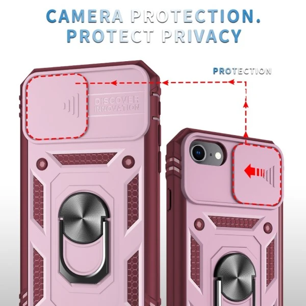 Kryt na iPhone 7 / 8 / SE 2020 / SE 2022 odolný s krytkou na fotoaparát vínový