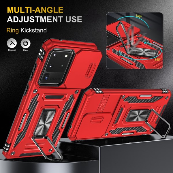 Kryt na Samsung Galaxy S20 Ultra odolný s krytom na fotoaparát červený