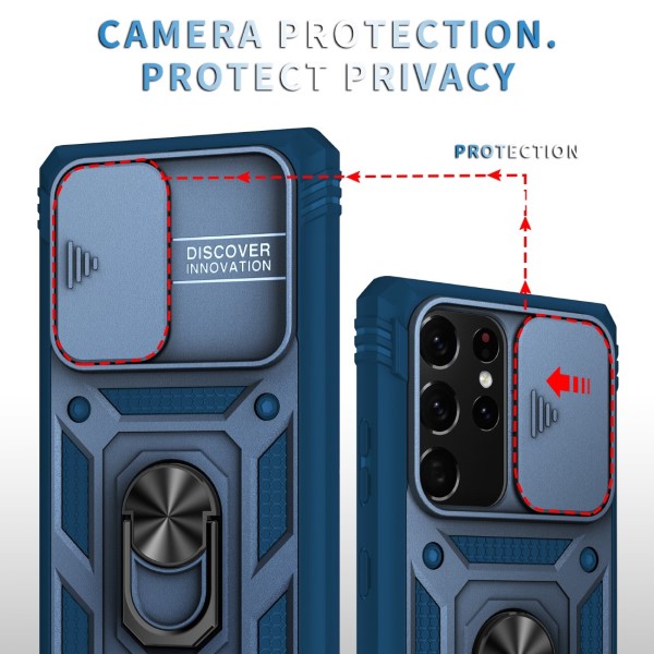 Kryt na Samsung Galaxy S21 Ultra odolný s krytom na fotoaparát tmavomodrý
